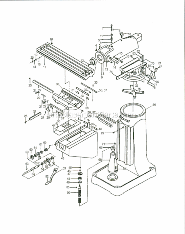 Base Diagram and Parts List for PVS203  Wilton Mill