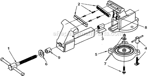Part Location Diagram of 10208S50 Wilton Center Swivel Bolt Assembly