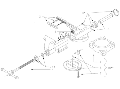 Diagram Diagram and Parts List for AW35 10400 Wilton Vise
