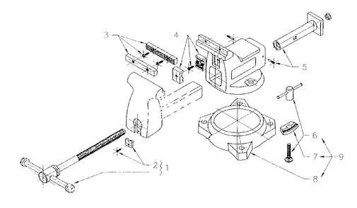 Parts List Diagram and Parts List for 746 21500 Wilton Vise