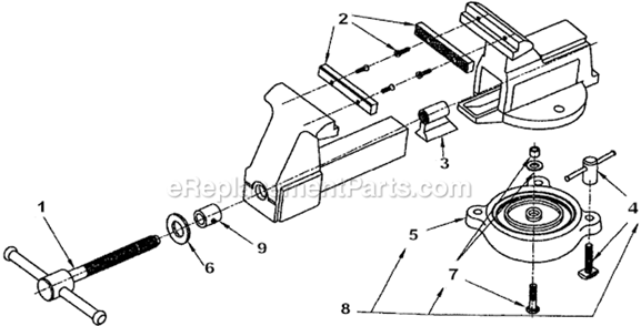 Page A Diagram and Parts List for 603M3  Wilton Vise