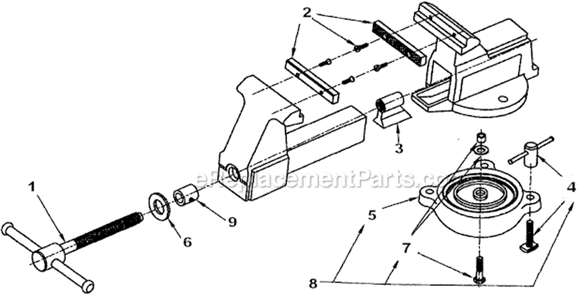 Page A Diagram and Parts List for 604M3  Wilton Vise