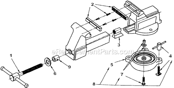Page A Diagram and Parts List for 605M3  Wilton Vise