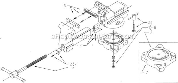 Part Location Diagram of 2906010 Wilton Swivel Base Assembly