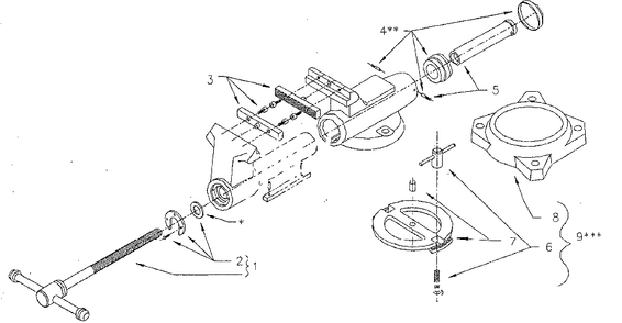 Parts List Diagram and Parts List for 400N 10076 Wilton Vise