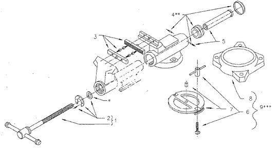 Parts List Diagram and Parts List for 450N 10086 Wilton Vise