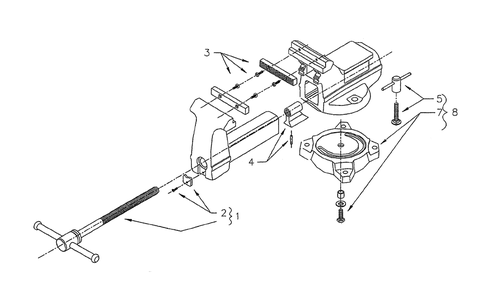 Fig-0 Diagram and Parts List for 111218 645 Wilton Vise