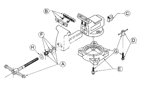 Parts List Diagram and Parts List for 50006  Wilton Vise
