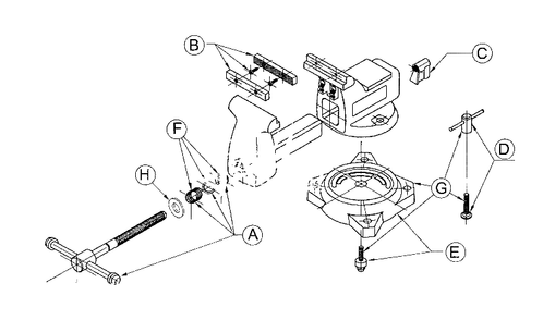 Parts List Diagram and Parts List for 50005  Wilton Vise