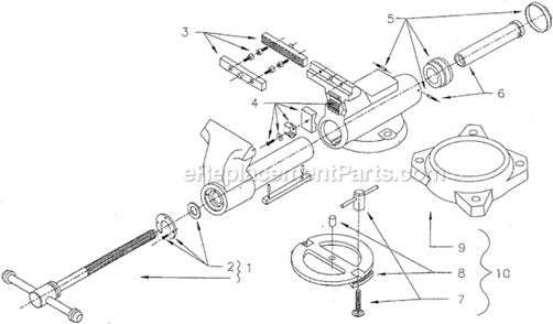 Part Location Diagram of 2907420 Wilton Pipe Jaw Assembly