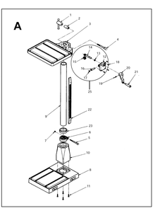 Fig-1 Diagram and Parts List for A5816  Wilton Drill Press