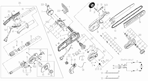 Worx Wg309 Diagram and Parts List for WG309  Worx Pole Saw