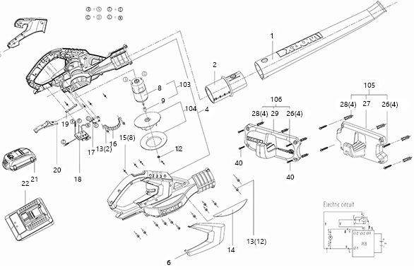 Worx Wg540 Diagram and Parts List for WG540  Worx Leaf Blower / Vacuum