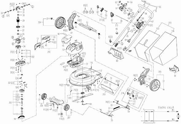 Worx Wg720 Diagram and Parts List for WG720  Worx Lawn Mower