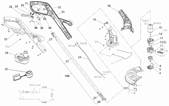 Worx Wg153 Diagram and Parts List for WG153  Worx Edger