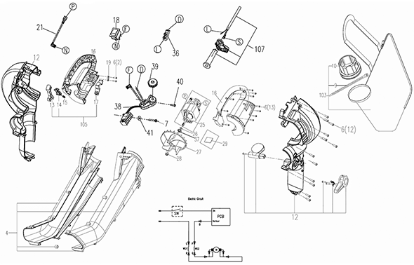 Worx Wg501 Diagram and Parts List for WG501  Worx Leaf Blower / Vacuum
