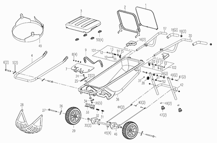 Worx Wg050.1 Diagram and Parts List for WG0501  Worx Tool Stand & Cart