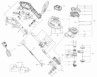 Worx Wg163 Diagram and Parts List for WG163  Worx Edger