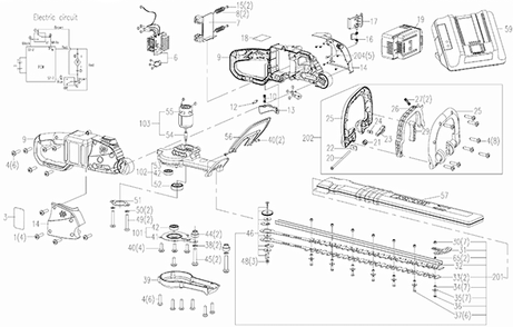 Worx Wg291 Diagram and Parts List for WG291  Worx Hedge Trimmer