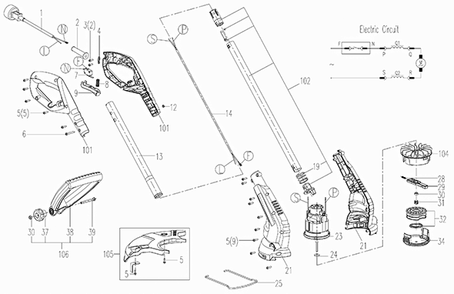 Worx Wg116 Diagram and Parts List for WG116  Worx Edger