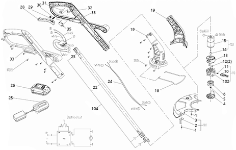 Worx Wg154 Diagram and Parts List for WG154  Worx Edger