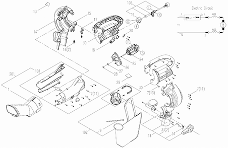 Worx Wg505 Diagram and Parts List for WG505  Worx Leaf Blower / Vacuum