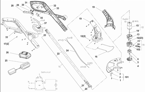 Worx Wg157 Diagram and Parts List for WG157  Worx Edger