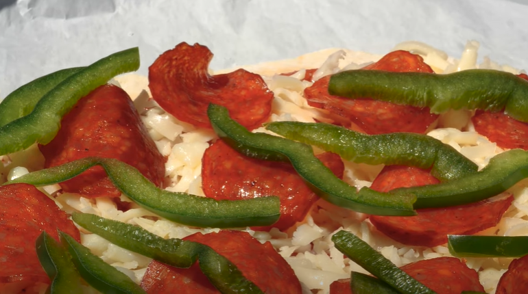 Assembled pizza
