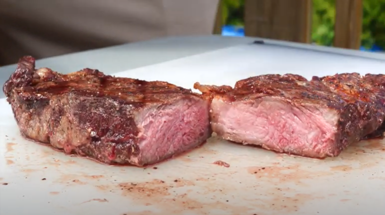 Inside of the reverse seared steak