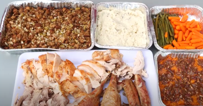 The finished turkey and sides