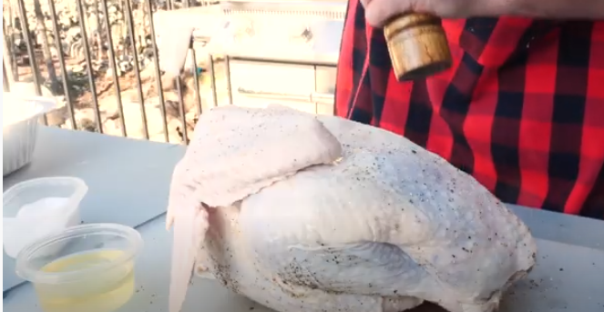 Seasoning the turkey
