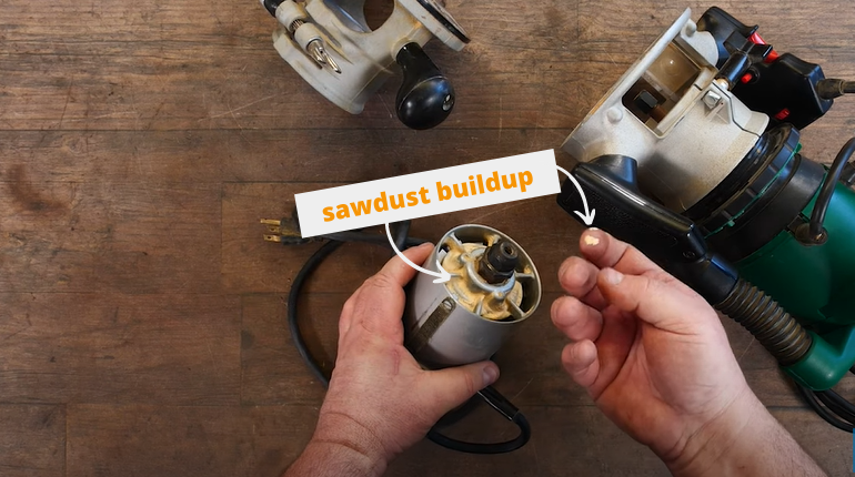 Sawdust buildup