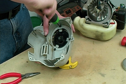 Remove the Starter Assembly Retaining Plate