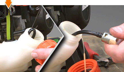 Retrieve the fuel line with the hook