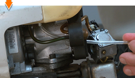 Pass the line through the carb plate