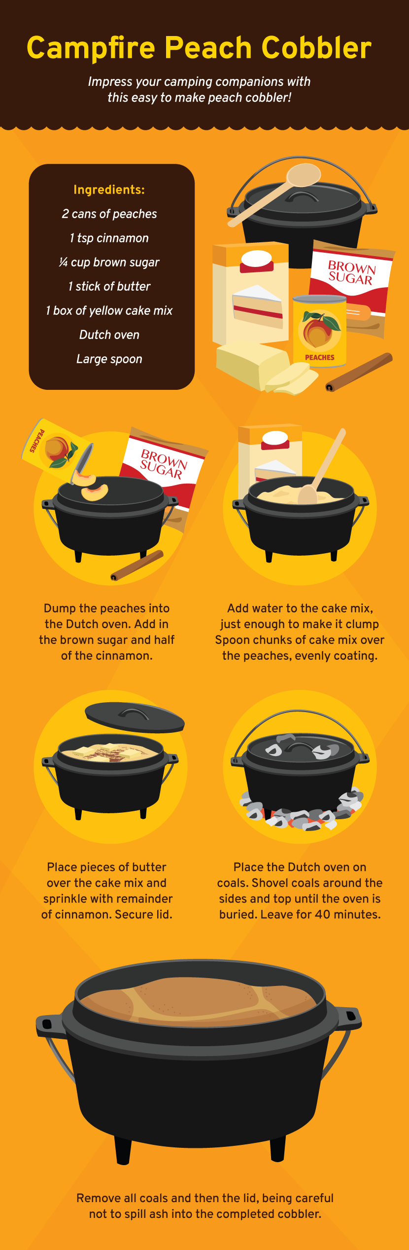 Campfire Peach Cobbler - Cooking on a Campfire