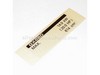 Label- Specification - Gx620 – Part Number: 87152-ZJ1-010