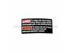 Trigger Handle Warning Label (English) – Part Number: 940654061