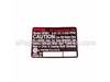 Rating Label Hp961k – Part Number: 4910028
