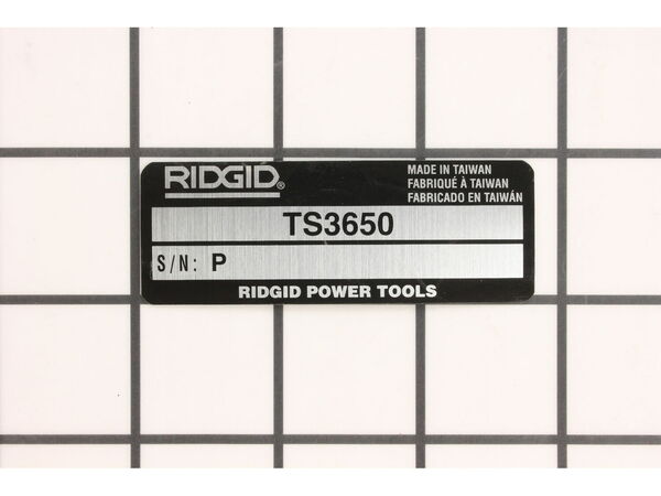 10105499-1-M-Ridgid-TH102105-Data Plate
