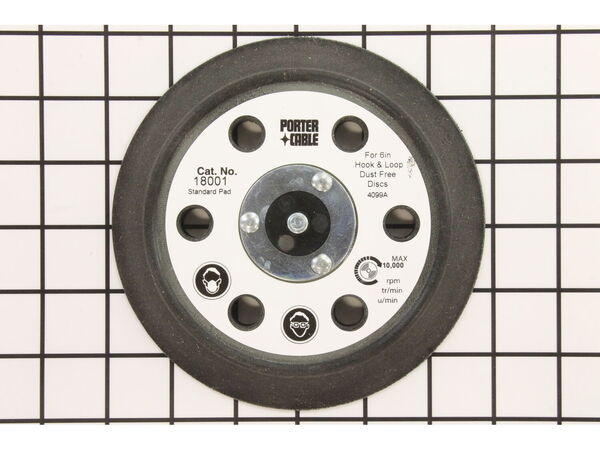 10106386-1-M-Porter Cable-18001-Sander Pad (Hook & Loop, 6 Vacuum Holes, 6 Inch)