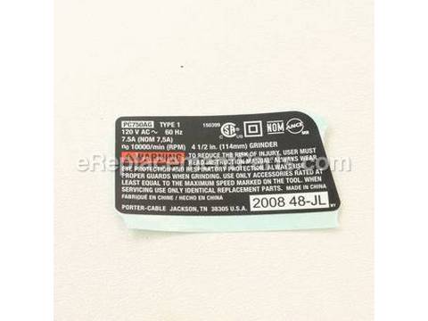 10107010-1-M-Porter Cable-5140060-93-Nameplate