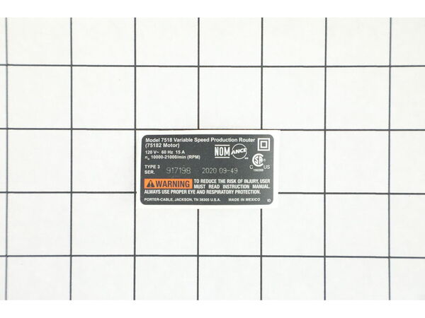 10115483-1-M-Porter Cable-A22800-Spec Plate