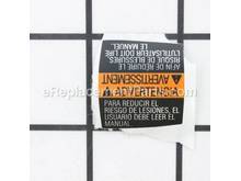 Tool Warning Label – Part Number: 10-15-0955