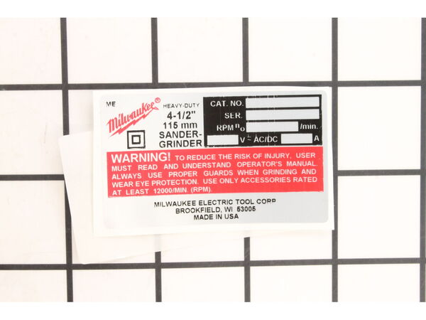 10119879-1-M-Milwaukee-12-20-6148-Service Nameplate Kit