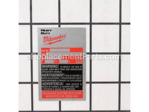 10120085-1-M-Milwaukee-12-99-2665-Nameplate Blank Service Di