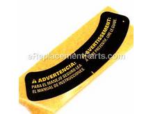 Warning Label (Spa) – Part Number: 650676-00