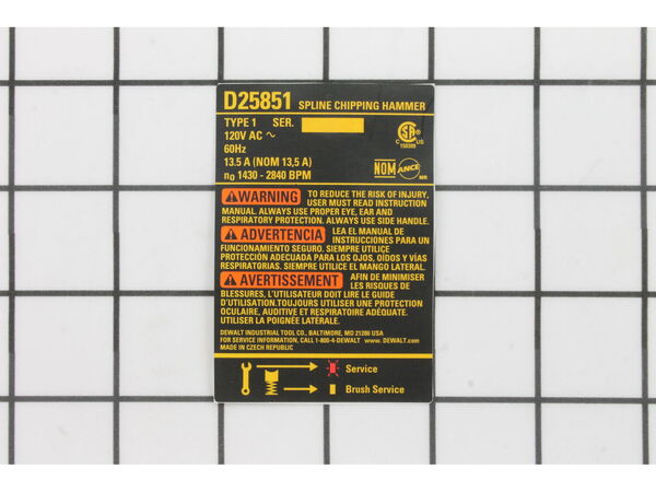 10187348-1-M-DeWALT-N029867-Name Plate D25851 Ty.1