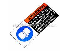 Decal-Safety Warning – Part Number: CA144007