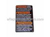 Warning Label – Part Number: A21680S